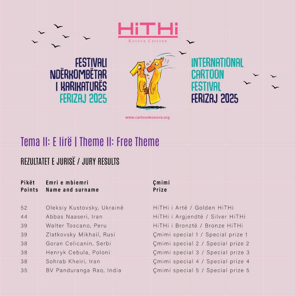 جایزه دوم جشنواره کارتون کوزوو به عباس ناصری رسید