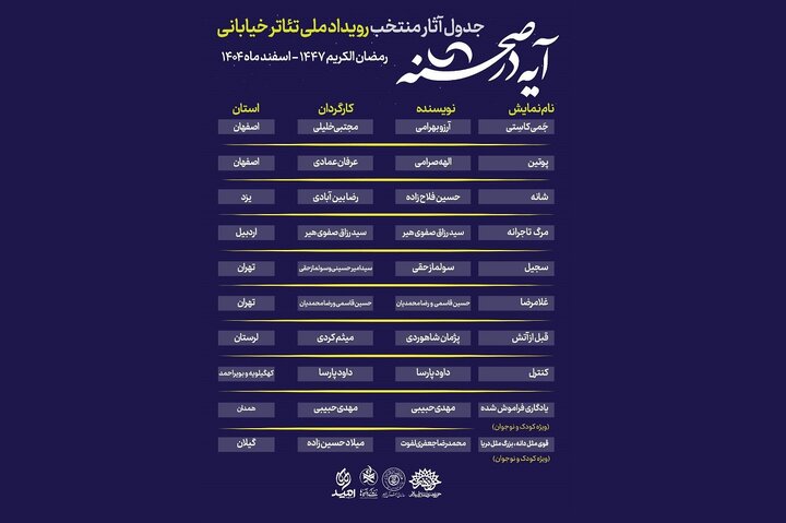 آثار منتخب رویداد ملی تئاتر خیابانی «آیه در صحنه» معرفی شدند