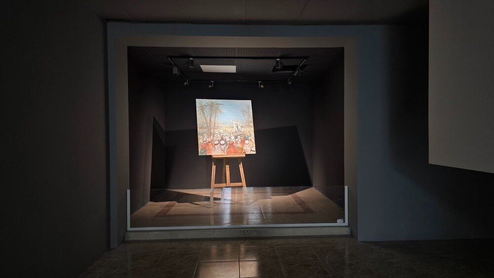 رونمایی تابلوی «غدیری» اثر استاد علی خوبیار در مرکز آسمان حوزه هنری استان فارس